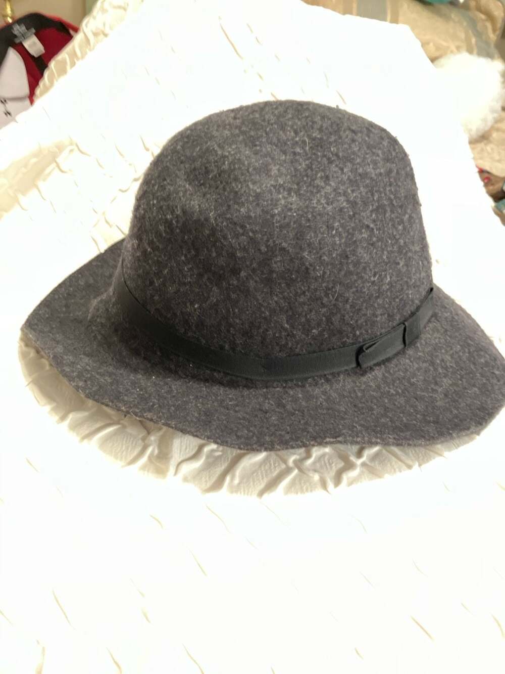 Vintage Banana Republic Grey Wool Felt Wide Brim Hat Size Medium Made in USA